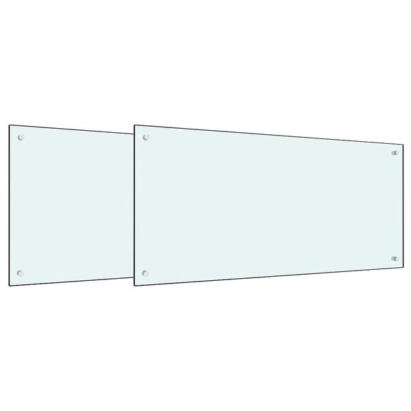 vidaXL Keuken Achterwand 2 pcs Wit 100 x 50 cm gehard glas