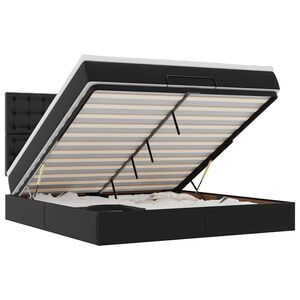 vidaXL Ottoman bed met matras 180x200cm kunstleer zwart