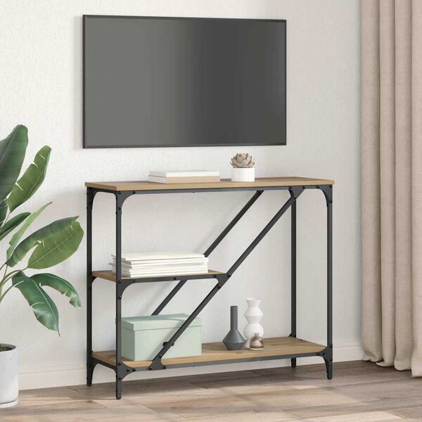 vidaXL Wandtafel Artisan Eiken 88,5 x 30 x 75 cm Bewerkt hout