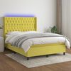 vidaXL Boxspring met matras en LED stof groen 140x190 cm