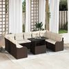 vidaXL Tuin Sofa Set met kussen met kussen 10 pcs Bruin Poly Rattan
