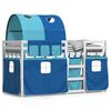 vidaXL Stapelbed met gordijnen 90x200 cm massief grenenhout blauw