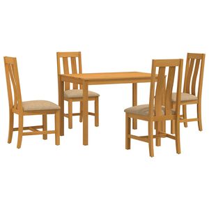 vidaXL Eetkamerset 5 st Beige Massief Eikenhout