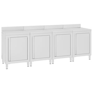 vidaXL Werktafelkast commercieel 240x60x96 cm roestvrij staal