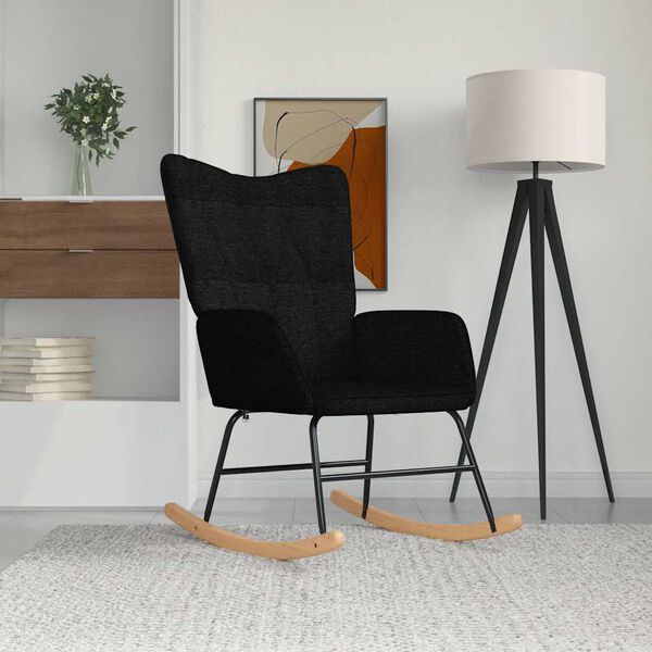 vidaXL Schommelstoel stof zwart