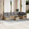 vidaXL 9-delige Loungeset met kussens poly rattan beige