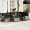 vidaXL 9-delige Loungeset met kussens poly rattan grijs