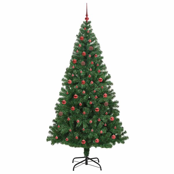 vidaXL Kunstkerstboom Groen 210 cm PVC en Staal en Kunststof