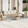 vidaXL 7-delige Loungeset met kussens poly rattan beige
