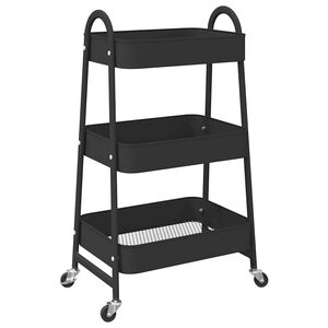 vidaXL Opbergtrolley 3-laags 42x41,5x77 cm staal zwart