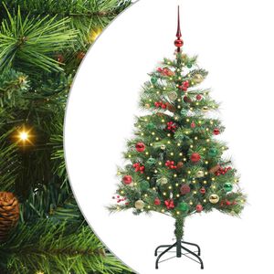 vidaXL Kunstkerstboom met LED -striplichten Groen 150 cm PVC en Metaal