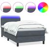 vidaXL Boxspring met matras en LED fluweel donkergrijs 90x210 cm