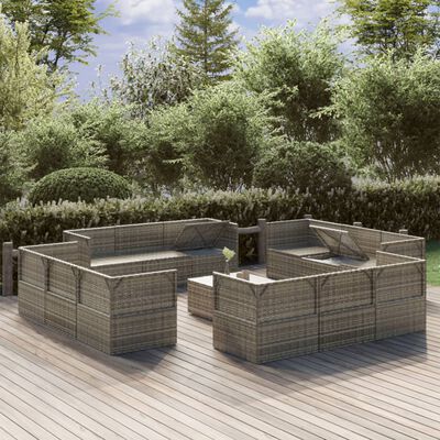 vidaXL 13-delige Loungeset met kussens poly rattan grijs