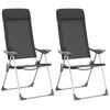 vidaXL Campingstoelen inklapbaar aluminium zwart 2 st