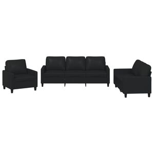 vidaXL 3-delige Loungeset met kussens kunstleer zwart