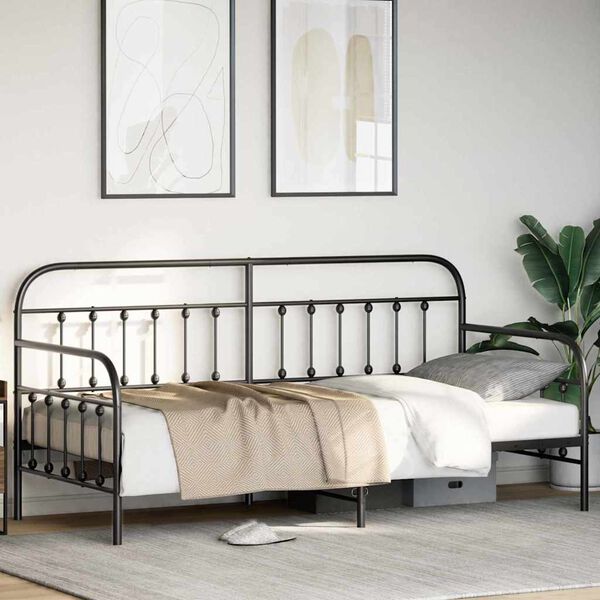 vidaXL Bedframe voor een daybed Zwart 90 x 190 cm Gepoedercoat staal