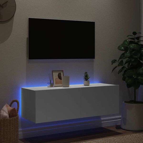 vidaXL Tv-wandmeubel met LED-verlichting 100x35x31 cm wit