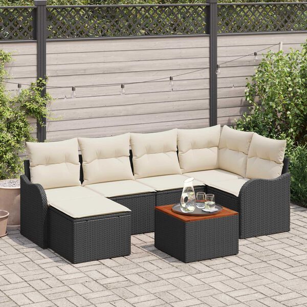 vidaXL Tuin Sofa Set 7 pcs Zwart en wit
