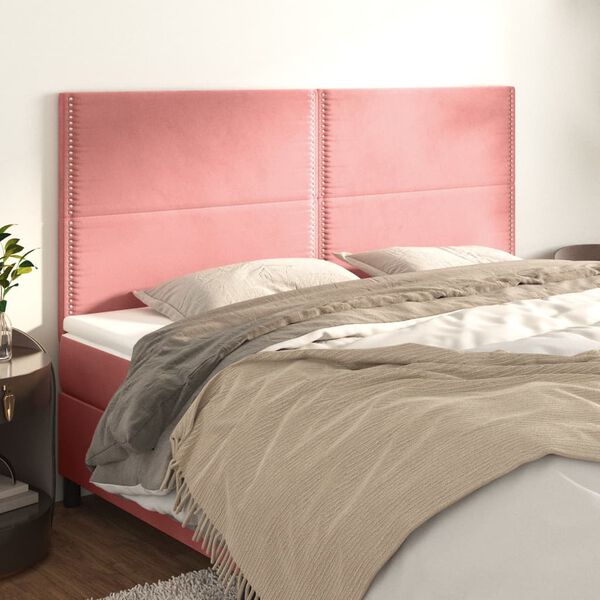 vidaXL Hoofdbord roze 180x5x118/128 cm fluweel