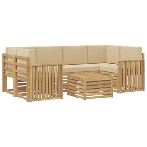 vidaXL Buiten bankenset 7 st Wit en Beige Polyester