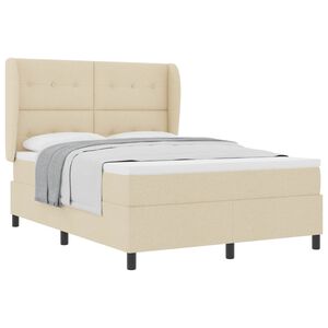 vidaXL Boxspring bed met hoofdeinde Cr&egrave;me 140 x 200 cm Stof