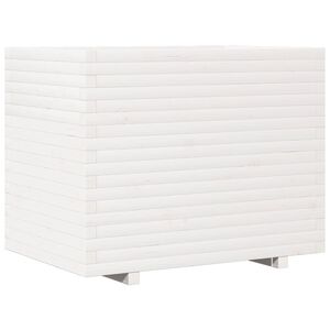 vidaXL Plantenbak 90x60x72,5 cm massief grenenhout wit