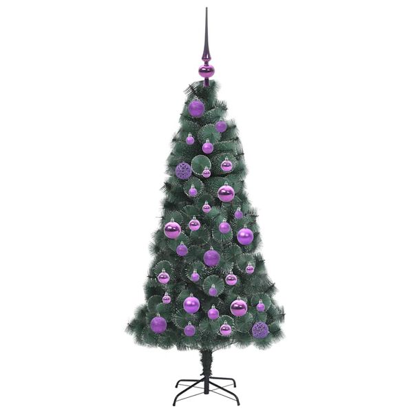 vidaXL Kunstkerstboom met Lichtjes en Ballenset Groen 120 cm PET