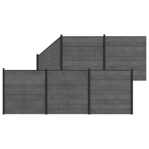 vidaXL Hek set 6 st 965 x 186 cm WPC en Aluminium Grijs