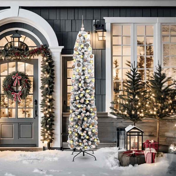 vidaXL Kunstkerstboom Groen 210 cm PVC en Staal en Kunststof