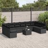 vidaXL Bankstel met kussen met opslag 11 pcs Zwart poly rattan