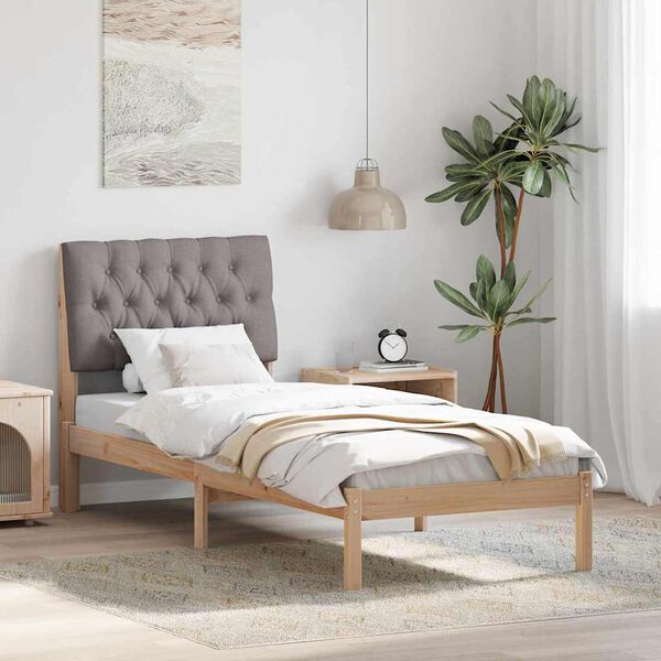 vidaXL Bedframe met Gevoerd Hoofdgedeelte Bruin 75 x 190 cm