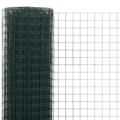 vidaXL Kippengaas 10x0,5 m staal met PVC coating groen