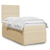 vidaXL Boxspring met matras stof cr&egrave;mekleurig 90x200 cm