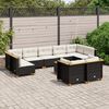 vidaXL 10-delige Loungeset met kussens poly rattan zwart