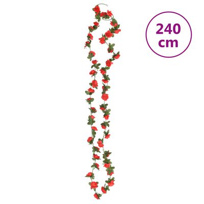 vidaXL Kerstslingers met bloemen 6 st 240 cm rood