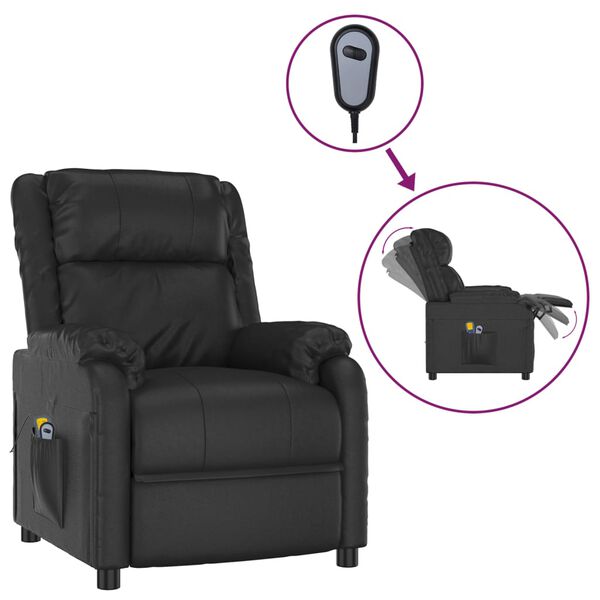 vidaXL Massagestoel elektrisch kunstleer zwart