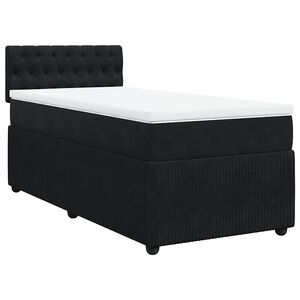vidaXL Boxspring met matras fluweel zwart 80x200 cm
