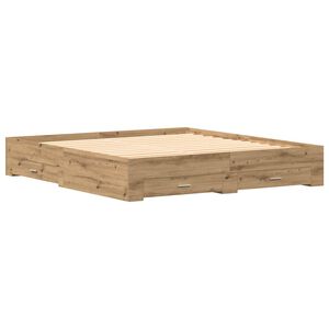 vidaXL Bedframe met lade Artisan Eiken 180 x 200 cm Bewerkt hout