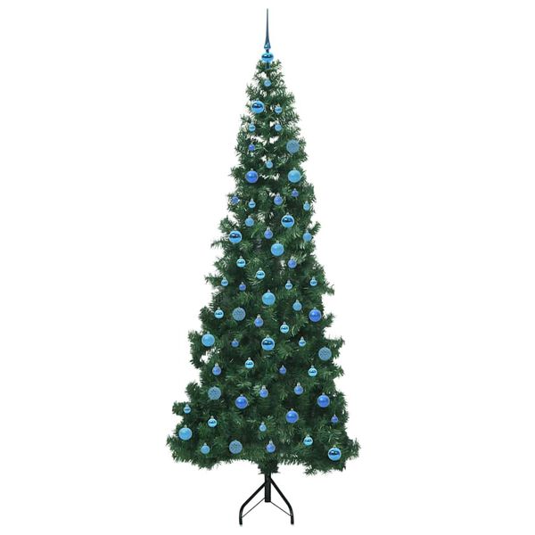 vidaXL Hoek Kunstkerstboom met 300 LED Groen 240 cm PVC en Metaal