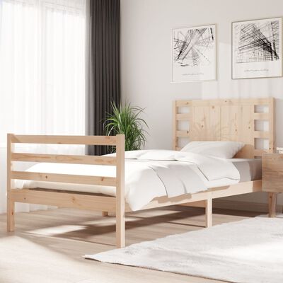 vidaXL Bedframe massief grenenhout zwart 75x190 cm