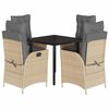 vidaXL 5-delige Tuinset met kussens poly rattan beige