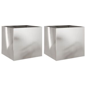 vidaXL Plantenbakken 2 st 42x40x39 cm roestvrij staal zilverkleurig