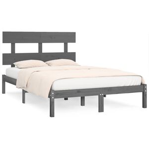 vidaXL Bedframe massief hout grijs 200x200 cm