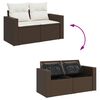 vidaXL 6-delige Loungeset met kussens poly rattan bruin