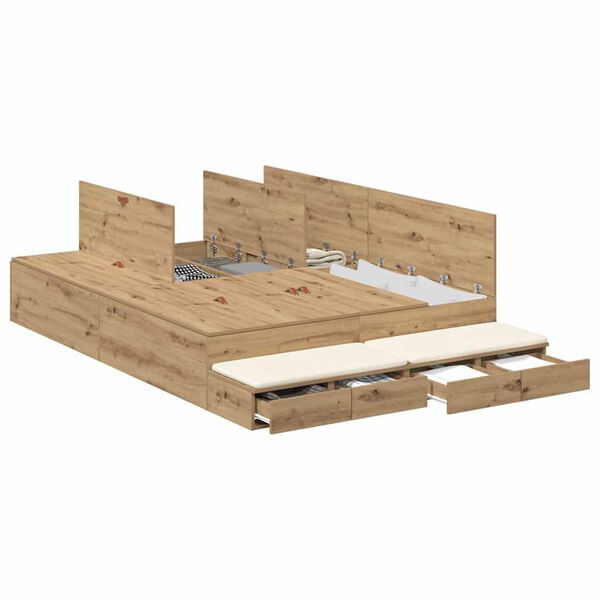 vidaXL Opbergbedframe met lade Artisan Eiken 150 cm Bewerkt hout