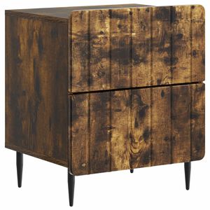 vidaXL Nachtkastje Gerookt eiken 43 x 34,5 x 49,5 cm Bewerkt hout