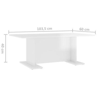 vidaXL Salontafel 103,5x60x40 cm spaanplaat hoogglans wit
