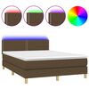 vidaXL Boxspring met matras en LED stof donkerbruin 140x200 cm
