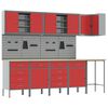 vidaXL Werkkast set met lade met plank met opslag 12 pcs Rood en Grijs