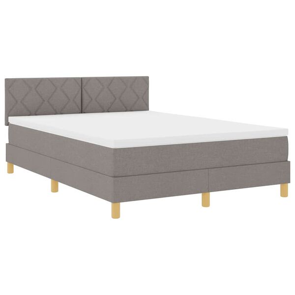 vidaXL Boxspringbed met matras met hoofdeinde Taupe 160 x 200 cm Stof